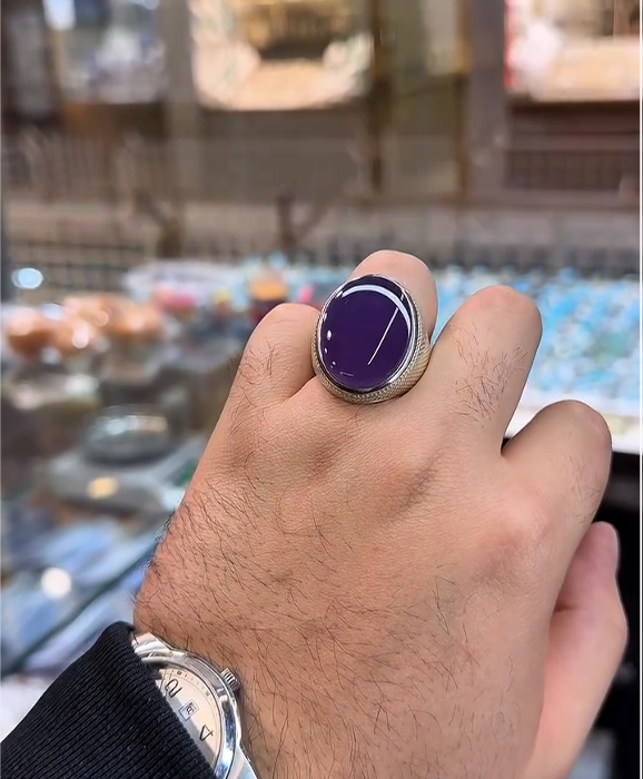 100% Original Antique Aqeeq Purple VIP Ring Most Demanded