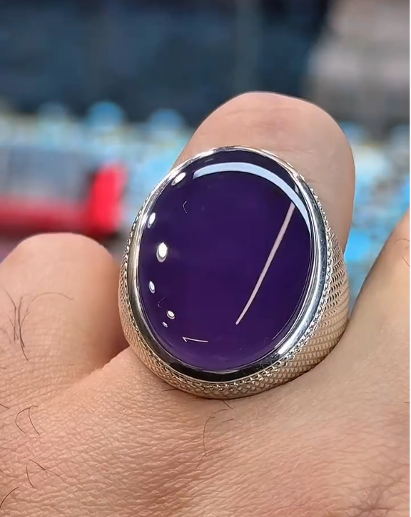 100% Original Antique Aqeeq Purple VIP Ring Most Demanded