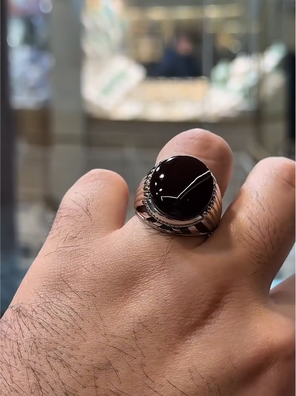 100% Original Antique Aqeeq Black VIP Ring Most Demanded