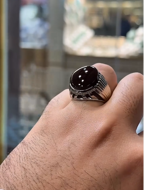 100% Original Antique Aqeeq Black VIP Ring Most Demanded